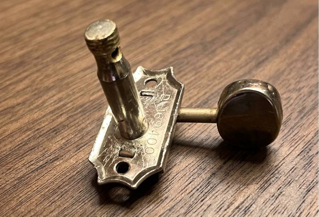 Vintage 1970s Gibson Deluxe Double Line Tuners (3x3 Set) — Nickel, Metal Buttons, Kluson D-169400 (Gibson SG, Les Paul, ES-335)