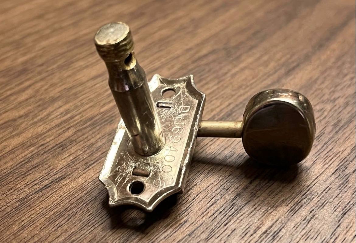 Vintage 1970s Gibson Deluxe Double Line Tuners (3x3 Set) — Nickel, Metal Buttons, Kluson D-169400 (Gibson SG, Les Paul, ES-335)