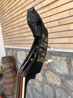 Ultra-Rare 1960 Wandré Naika Double Bass – Made in Italy – Black w/ Carved Lion Head Scroll & Aluminum Hardware with Hard Case
