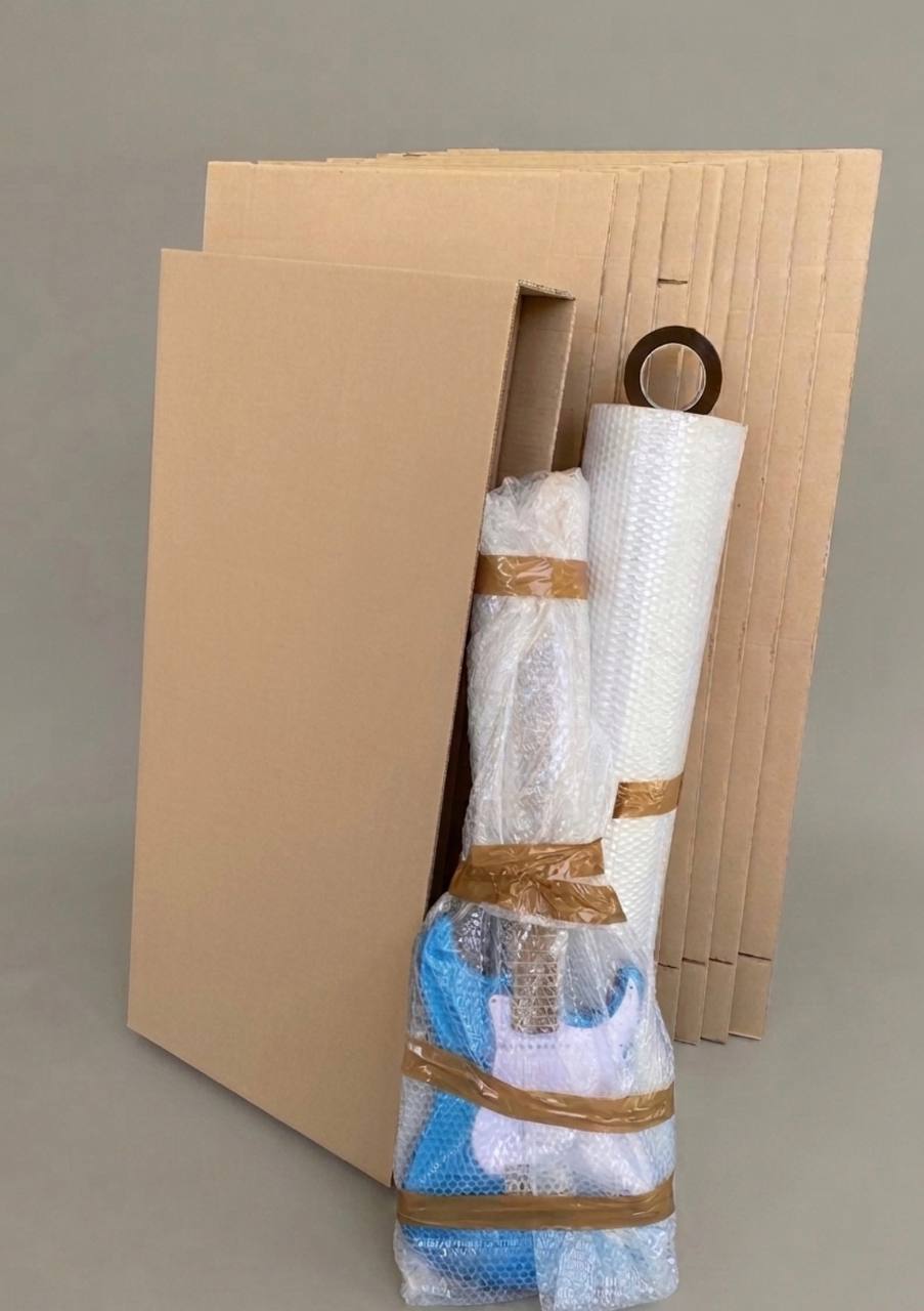 All in One Shipping Kit Heavy duty Double-Wall Cardboard Box 115x45x14cm + Bubble Wrap + Packing Tape