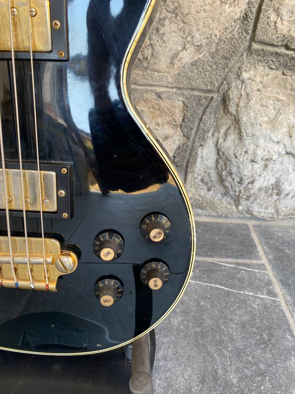 Aria Matsumoku HB Les Paul Bass — 1970s Lawsuit Era, Long Scale, Custom Black + Video Demo