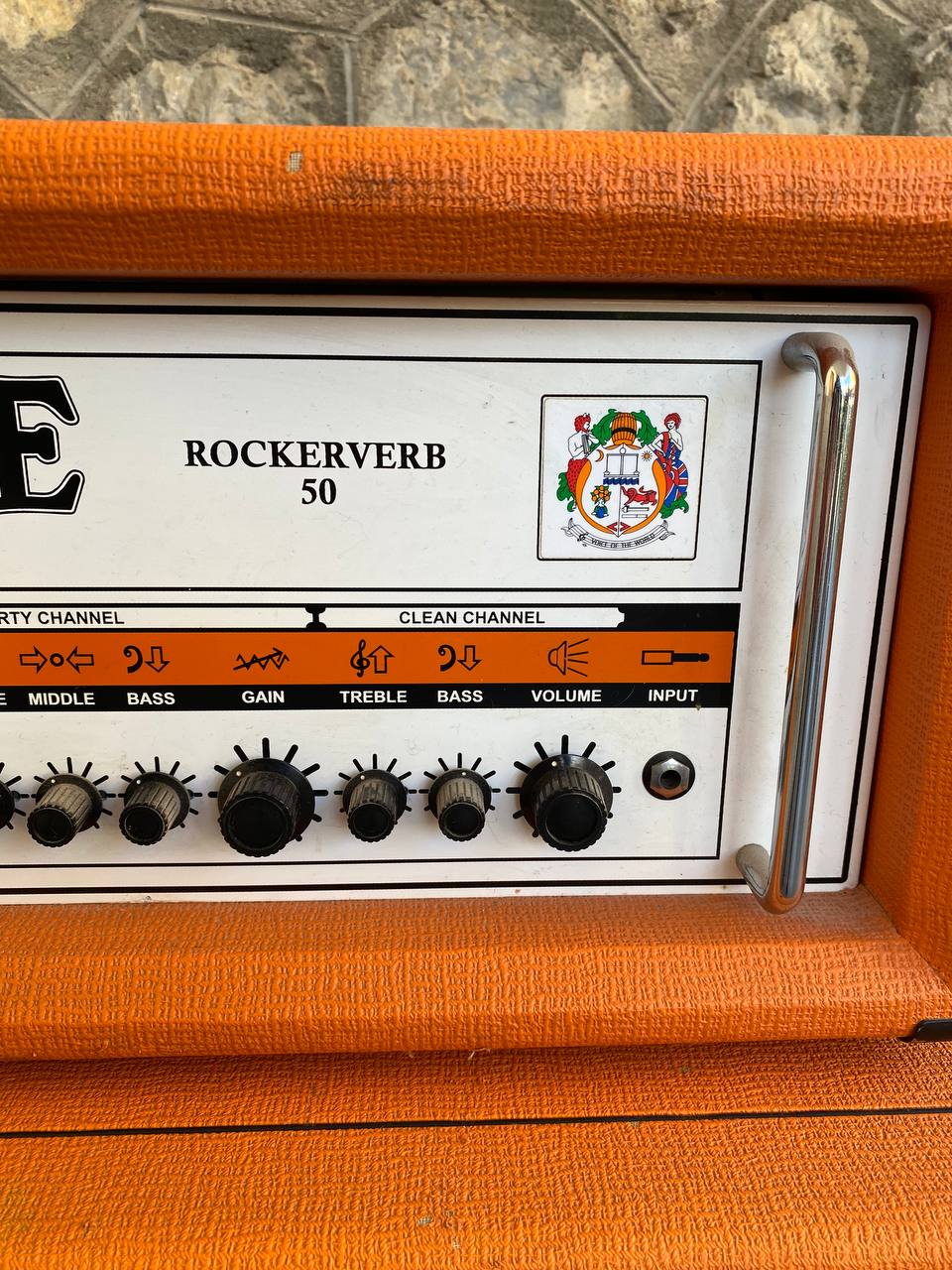 Orange Rockerverb 50 MK1 Head (UK Made) + Rare Slant PPC412 Angled Cabinet - Half Stack