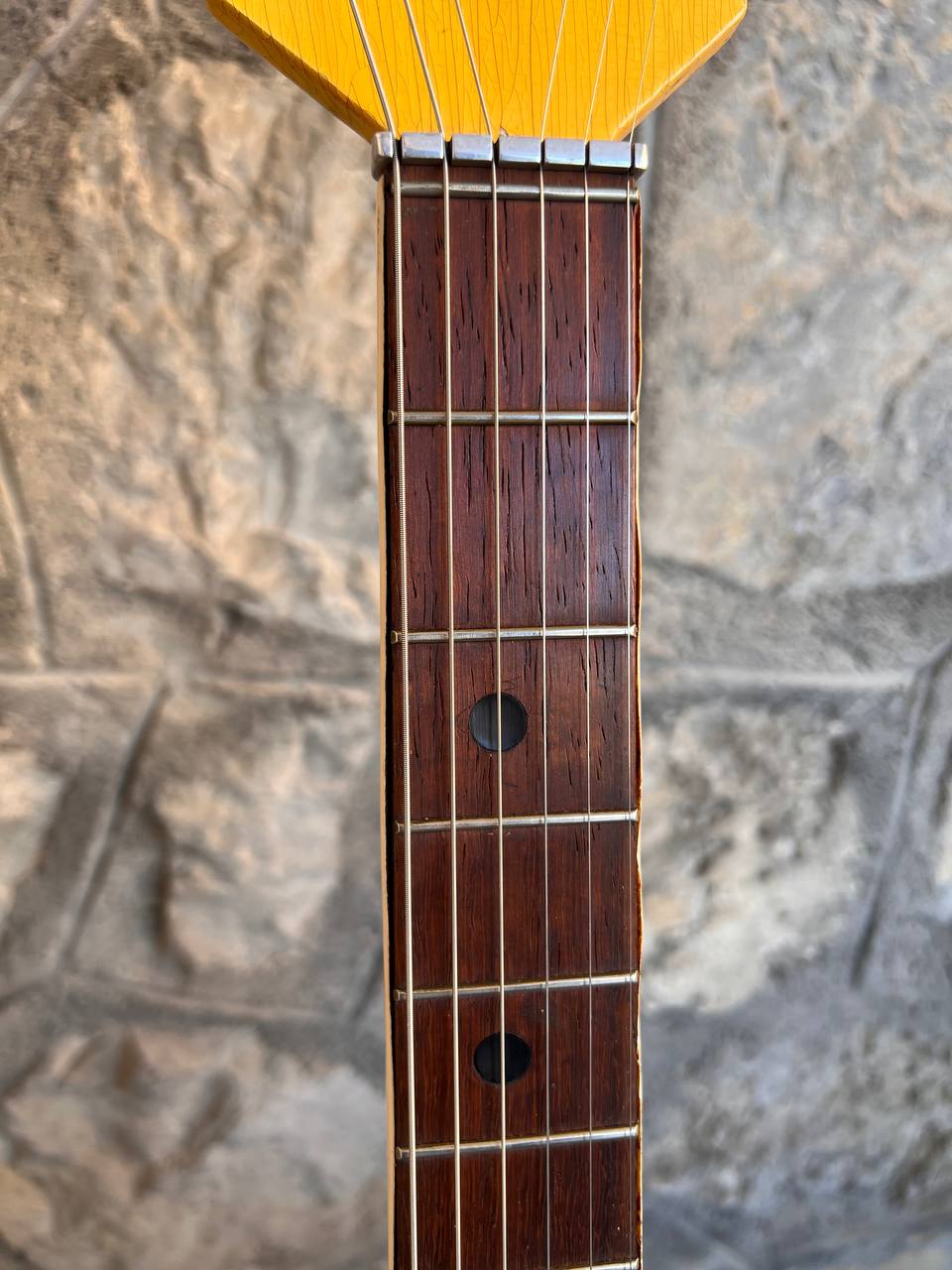 Spectacular 1950s Italian Wandre Framez Piper – Rare Yellow Crackle with Wood Neck